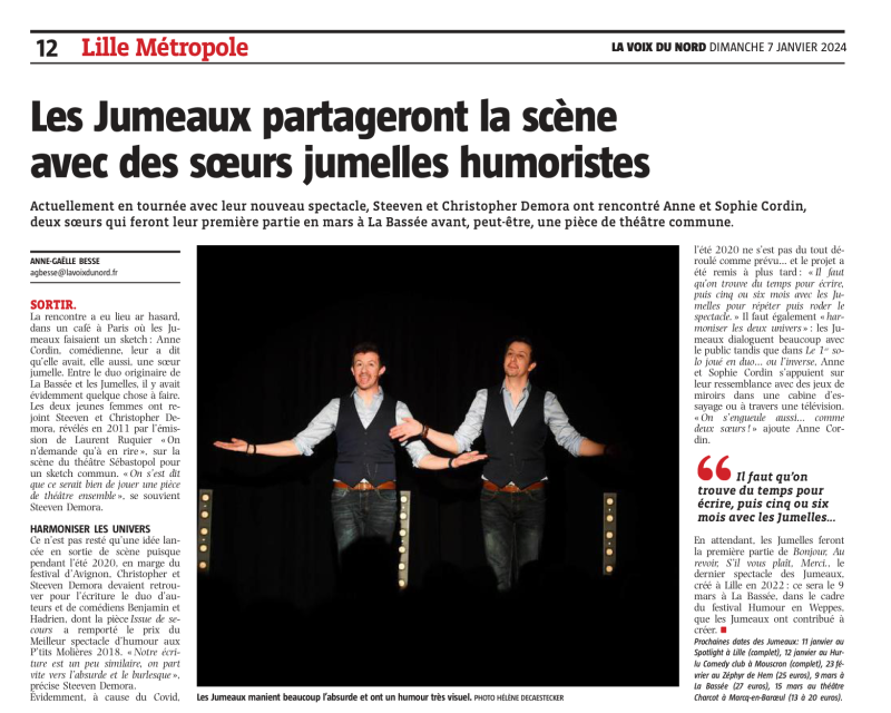 Les Jumeaux partageront la scène avec des Jumelles